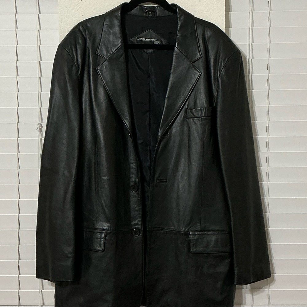 Vintage Jones New York City Black Leather Jacket 42L